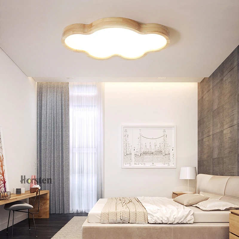 Nordic Japanese Creative Clouds LED Ceiling Lamp Wooden 24W Child Baby Room Lights Ceiling Lamps Bedroom Decoration Lights (7)