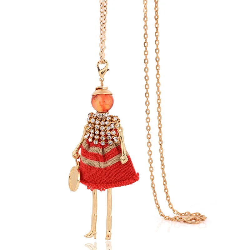 fashion pave necklaces women trendy long chains necklaces font b jewelry b font doll pendants necklaces