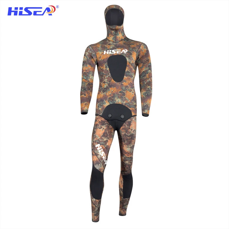 Hisea 3mm wetsuits men spearfishing suit camo neoprene suit Split