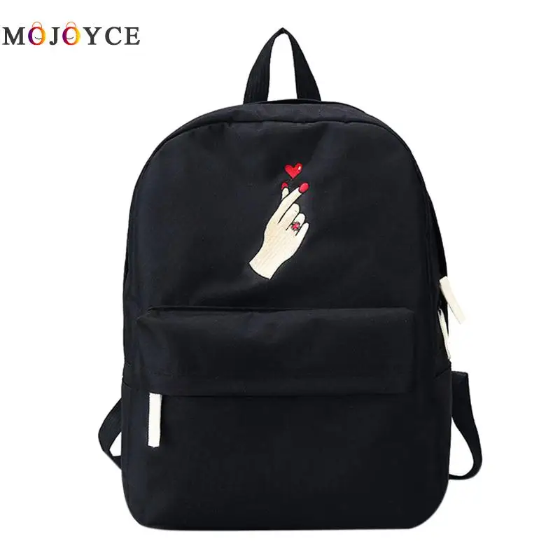 Женский рюкзак из парусины с вышитыми розами для студентов и подростков, школьный рюкзак черного цвета, Mochila Feminina - Цвет: 03