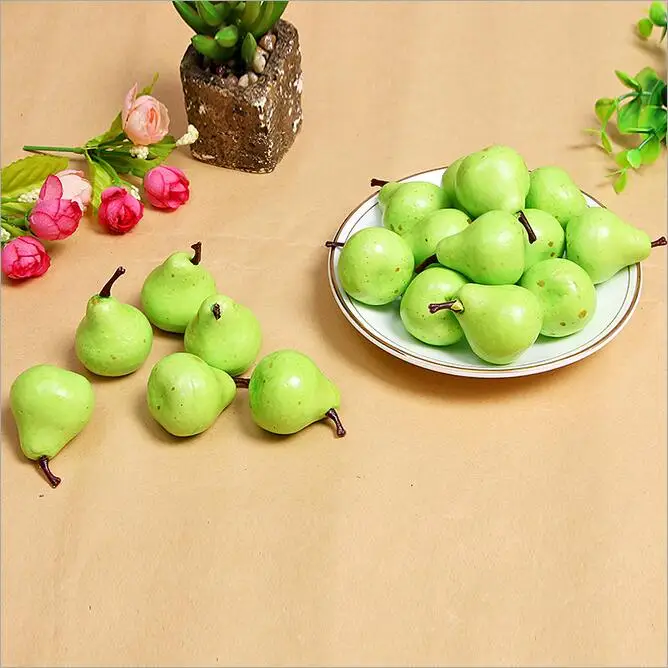 10pcs Lot Green Pear Fruit Foam Artificial Imitation Fruit Mural