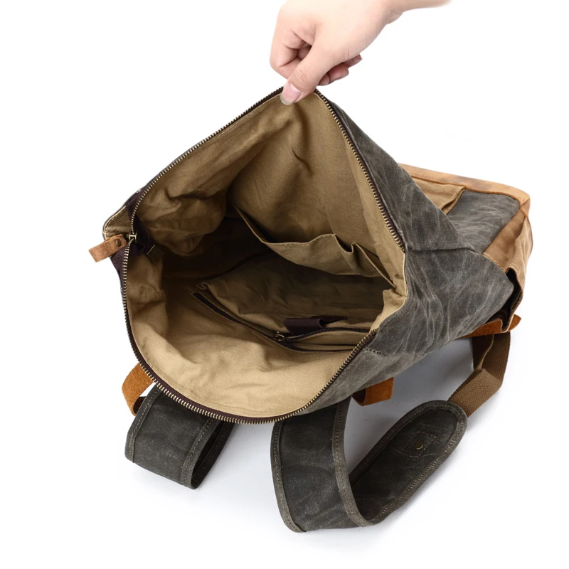 YUPINXUAN, винтажный, масло, вощеный, холст, кожаный рюкзак, большая емкость, Подростковый, для путешествий, водонепроницаемый рюкзак, 14 дюймов, для ноутбуков, рюкзак
