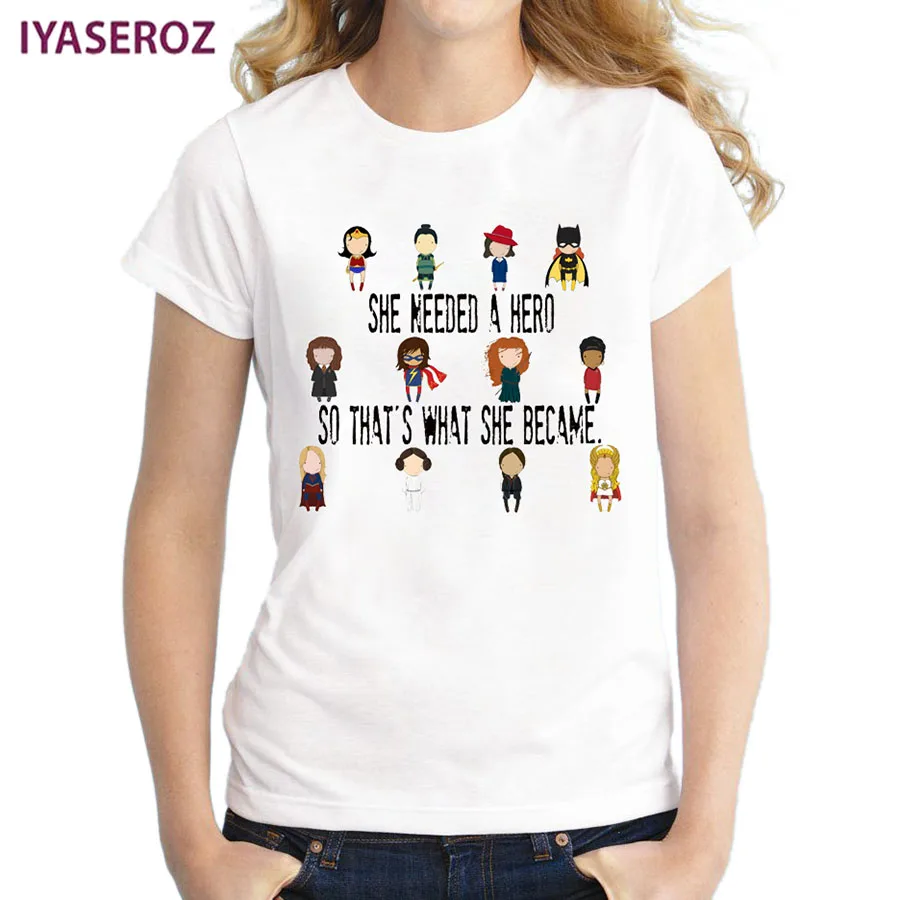cheap IYASEROZ 2017 Women Super Hero T Shirt Short Sleeve Casual Tops Novelty Printed Customize T Shirts Fashion Halajuku Tee Shirts