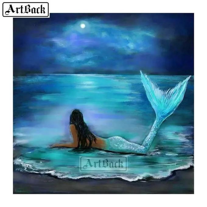 

New 5D diamond painting mermaid at the beach icon full square drill rhinestone 3d diamond mosaic rhinestone home decoration FR42