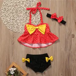 Симпатичные 3 шт. одежда для малышей Обувь для девочек купальный костюм ванный комплект Танкини комплект бикини