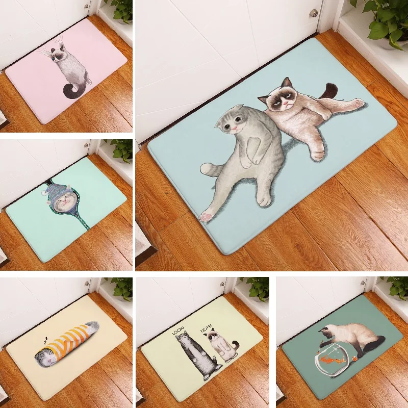 

Funny Cat Floor Mat Grumpy Cat Printed Door Mat Home Decoration Bathroom Suede Bath Mat Outdoor Kitchen Rug Toilet Carpet
