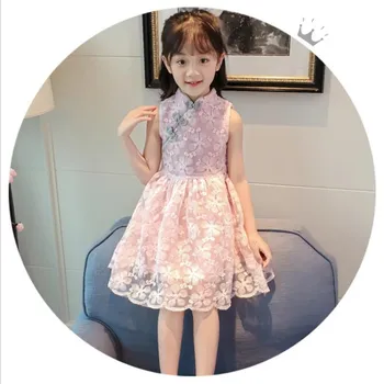 

omgst 2018 New fashion high quality Girls Dress Children Clothing Tower Pattern Princess Dress Costume for Kids Clothes