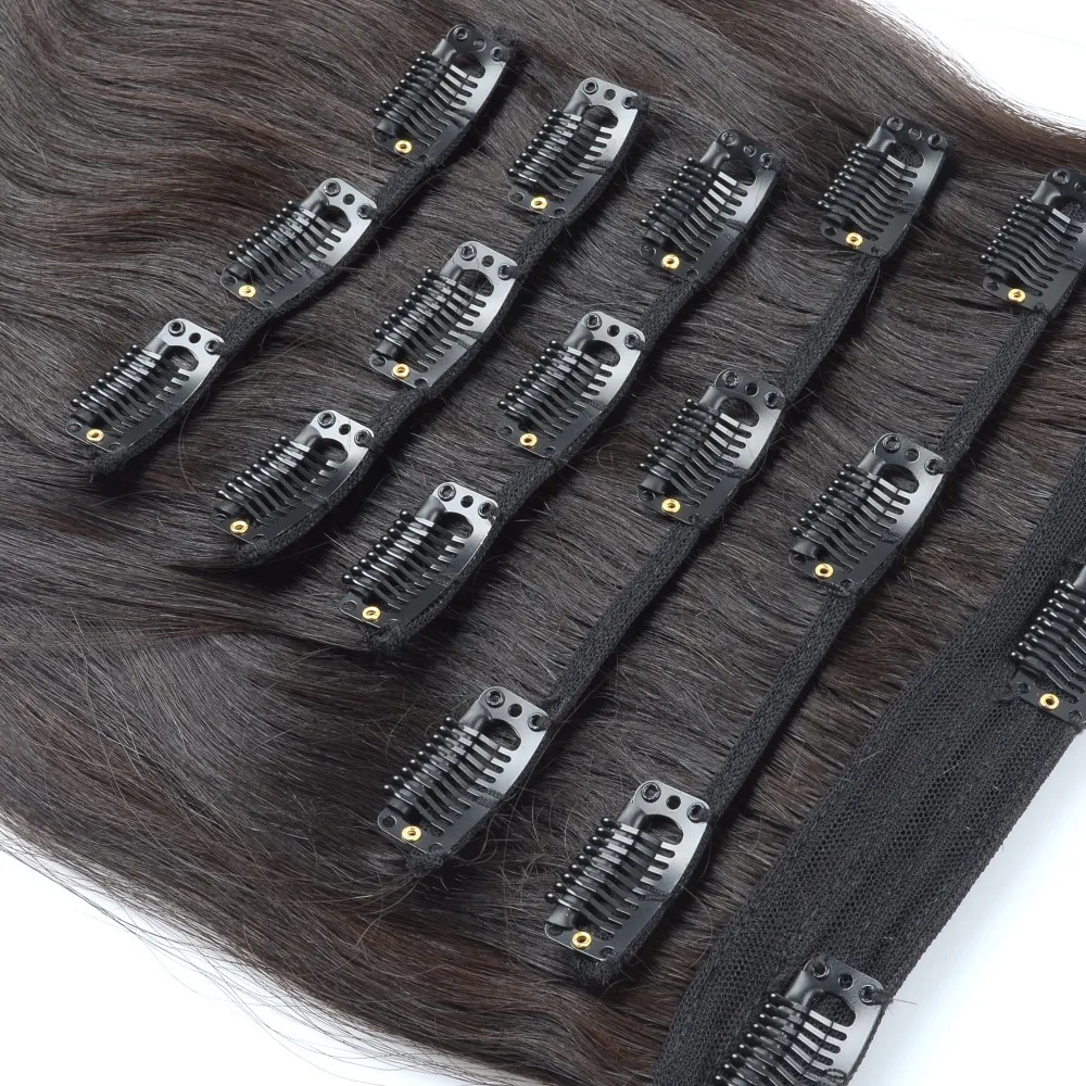 Brazilian virgin hair clip in extension natural color brazilian virgin