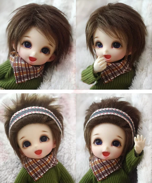 BJD кукла меховой парик для 1/8 1/12 BJD кукла XAGA AE PUKIFEE лати темно-коричневый средней длины короткие меховые парики