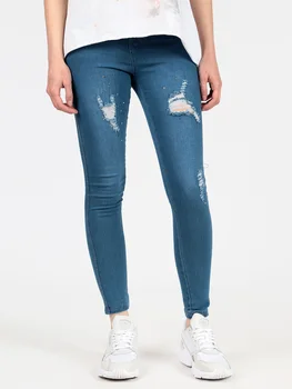 

Jeggings high waist with tears and rhinestone