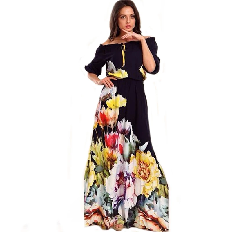 2017 New Fashion Women Maxi Dress Loose High Waist Strapless Summer