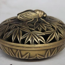 USPS в США S3308 Китай Дворец Королевский Бронза Медь Резные Бамбук Цикады Чаша Курильница Курильница