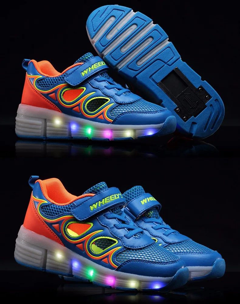 High Quality Cheap Boys Glowing Sneakers With Wheels Kids Light Up Shoes Girls Roller Skates tenis de rodinha tenis led2