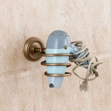 Antique Copper Carved Hairdryer Frame Bathroom Hardware Duct Wall Storage Rack Wall Mount Bathroom Brass Aup1