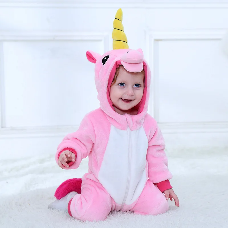 Детский комбинезон, Детский костюм, унисекс, От 0 до 3 лет, комбинезон для девочек, Весенняя Новогодняя одежда для малышей, толстовка с длинными рукавами, одежда для сна с животными - Цвет: Pink