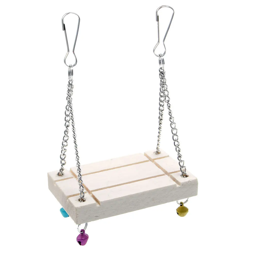 

Hamster Cage Pet Toys Seesaw Wooden Swing Harness Parrot Hanging Bell Suspension halloween or christmas gift
