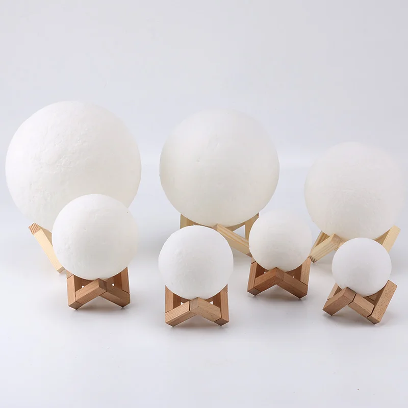 

3D Print Moon Lamp 2 Color Night Light Change Touch Switch Bedroom Bookcase Rechargeable Decorative Home Decor Creative Gift