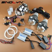SINOLYN Car Styling Premium 3.0 inch Bi xenon HID Projector Lens Headlight Kit LED Angel Eyes 4300K 6000K H1 H4 H7 9005 H11 9006