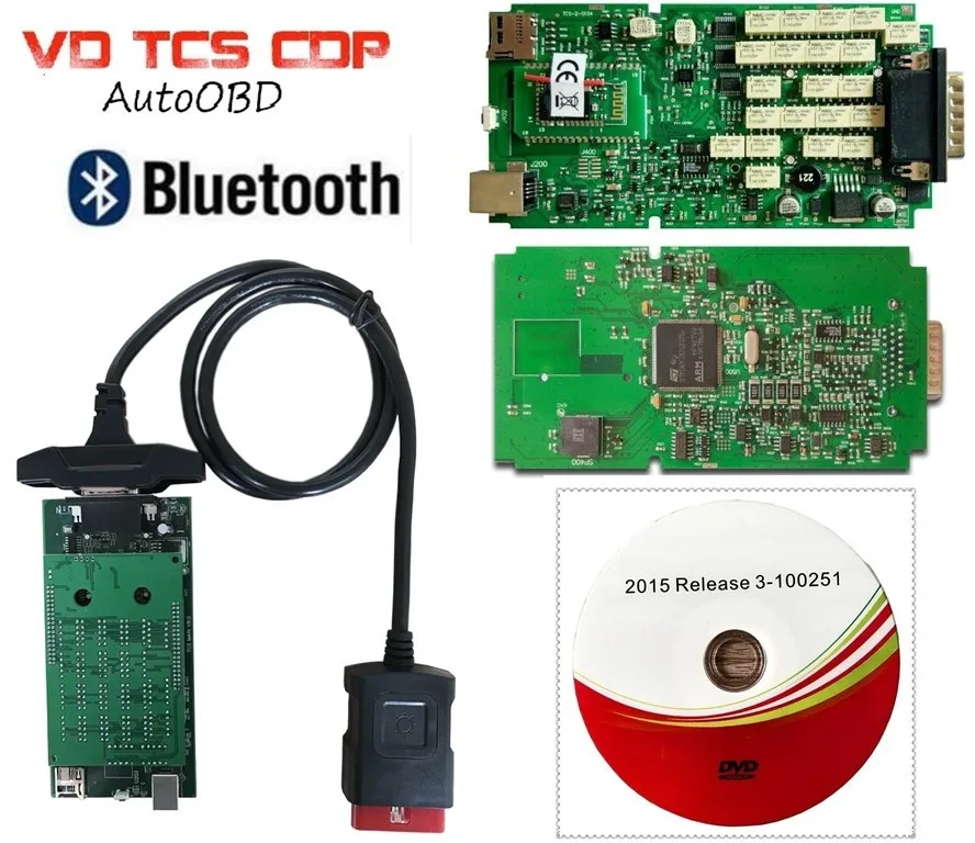 DHL(2/шт) 2015R3 keygen полный ящик VD TCS CDP PRO Одиночная зеленая печатная плата с nec Реле Bluetooth для автомобиля сканер инструмент - Цвет: Bluetooth