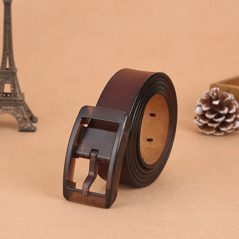 

Non-metal Belt for Men and Women Passed Security Inspection Belt Plastic Button Anti-allergy and Anti-metal Allergy Leather Belt