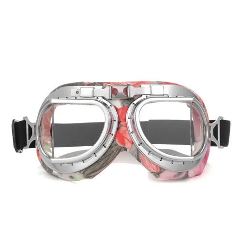 Винтажные очки мотоциклетные кожаные очки Защита от пыли и ветра очки регулируемые складные очки 5 цветов объектива - Цвет: clear