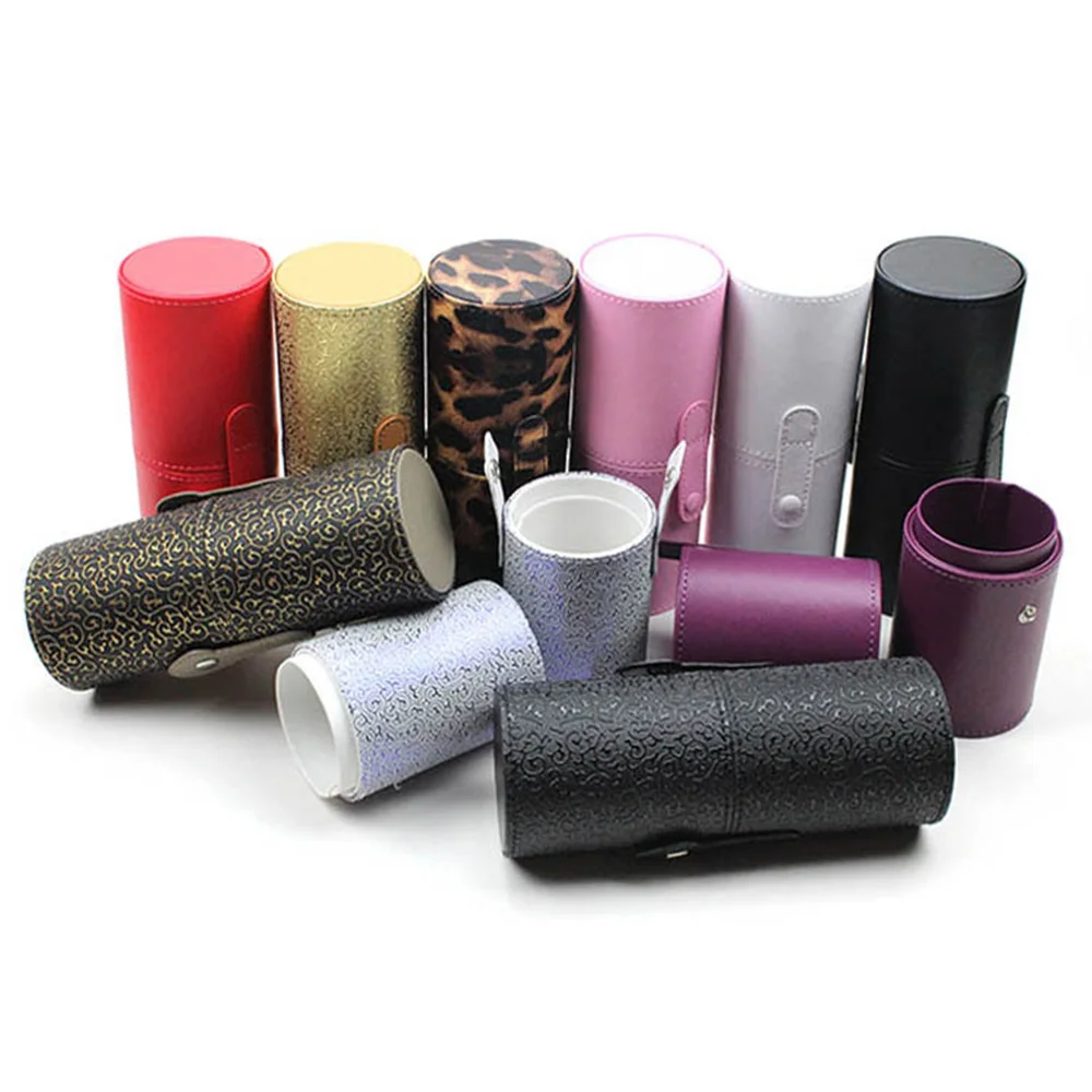  10 Colors New Collection Empty PU Leather Make Brush Holder Cosmetic Bag Case Organizer Brushes Tub