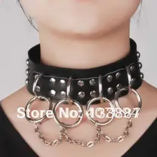 Готический в стиле панк кожаный заклепки Torques с цепочкой модное колье-чокер унисекс клуб ожерелье ювелирные изделия