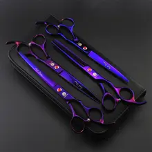 Professionelle Hundesalon Schere set 7 zoll 8 zoll Gerade & Effilierschere & Gebogene schere 4 stücke/3 stücke set für hundepflege