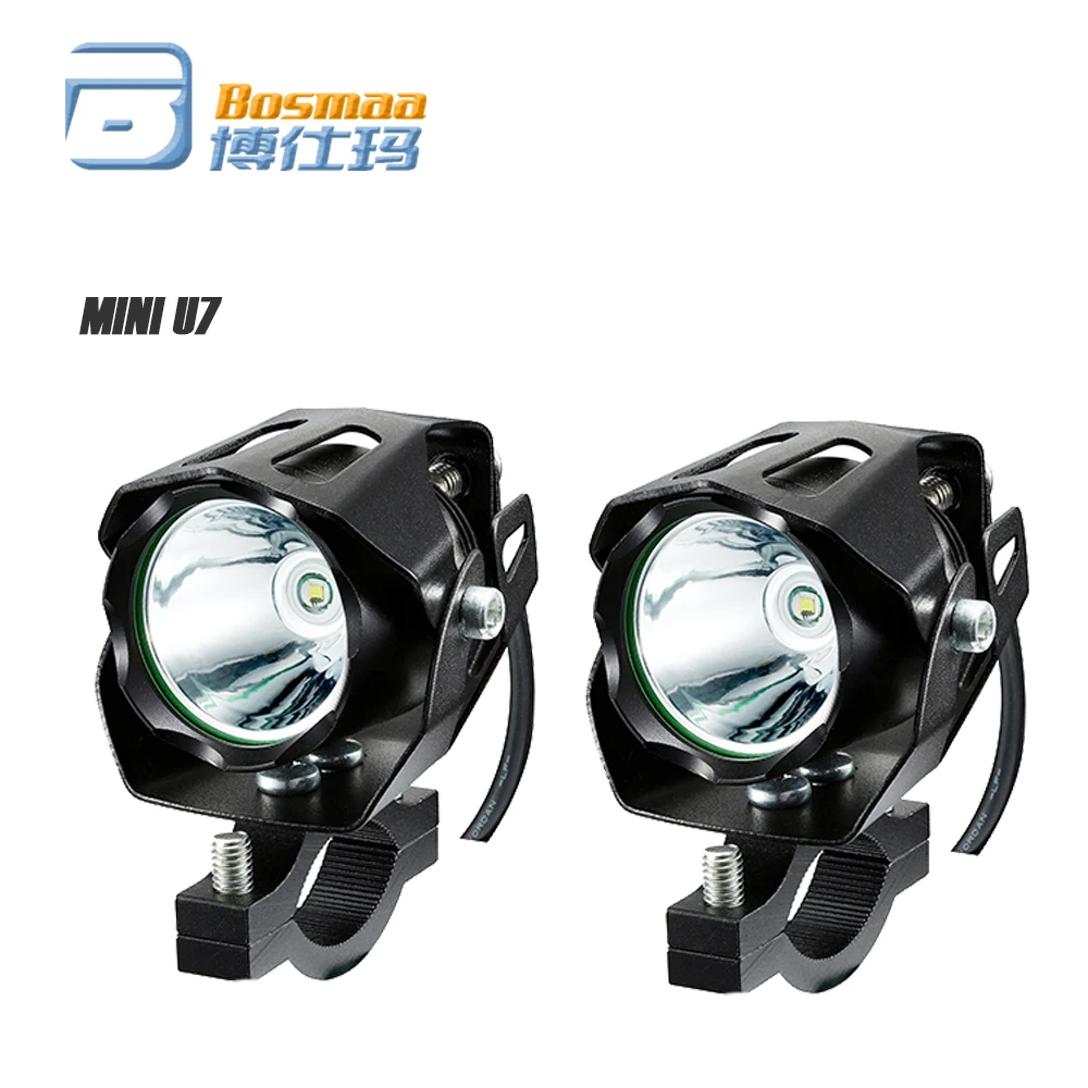 

BOSMAA 2PCS Mini U7 125W 12-85V Motorcycle LED Headlight 3000LM Motorbike Spotlight Driving Fog Lamp Spot Head Light