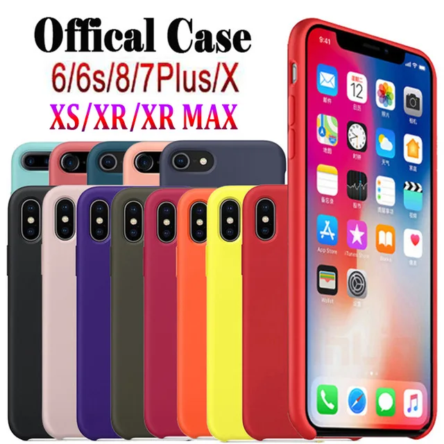 

Original 1:1 Copy official Silicone For iPhone 8 Plus 6 6S 7 XR 5 5s se Cover With Logo BOX For iPhone X case For iPhone XS Max