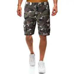 2019 модные летние Для мужчин камуфляжным принтом хлопковые шорты в повседневном стиле Свободные тренировочные штаны с карманами пляжные