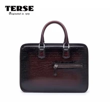 TERSE_Leather Сумка мужская деловая портфель ручной работы итальянская Натуральная кожа Сумка-тоут винтажное индивидуальное обслуживание лучшие подарки 9472-1