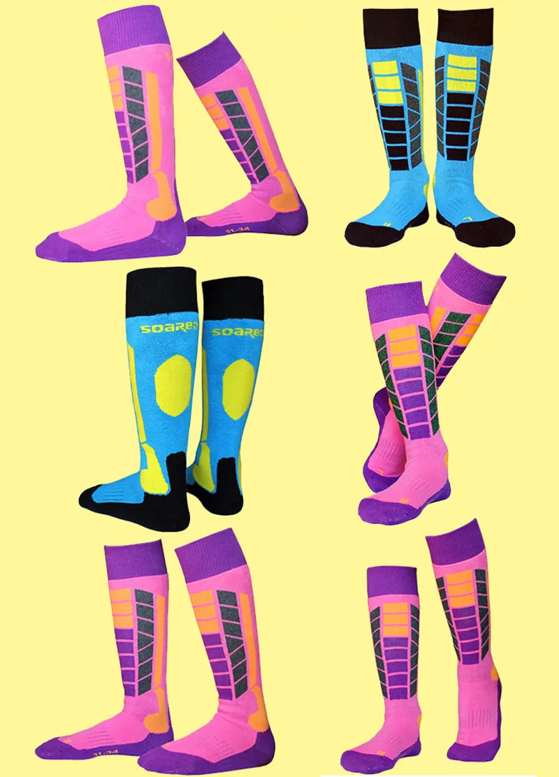Зимние теплые лыжные носки для мужчин, женщин и детей, Плотные хлопковые теплые спортивные носки для катания на сноуборде, велосипеде, для мальчиков и девочек, лыжные походные носки, гетры