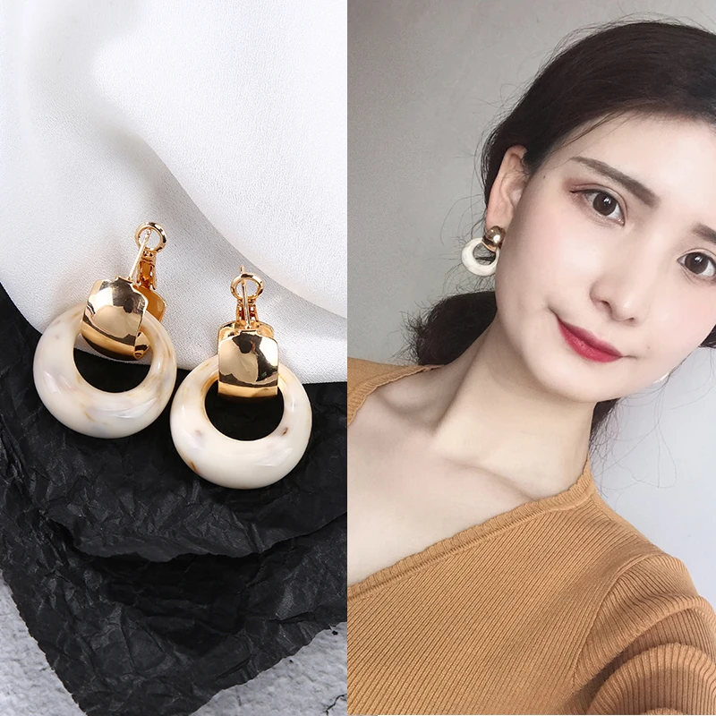 

Luxury Geometric Circle Acrylic Big Acetic Acid Earrings for Women Vintage Elegant Acetate Drop Dangle Ear Jewelry Earrings Gift