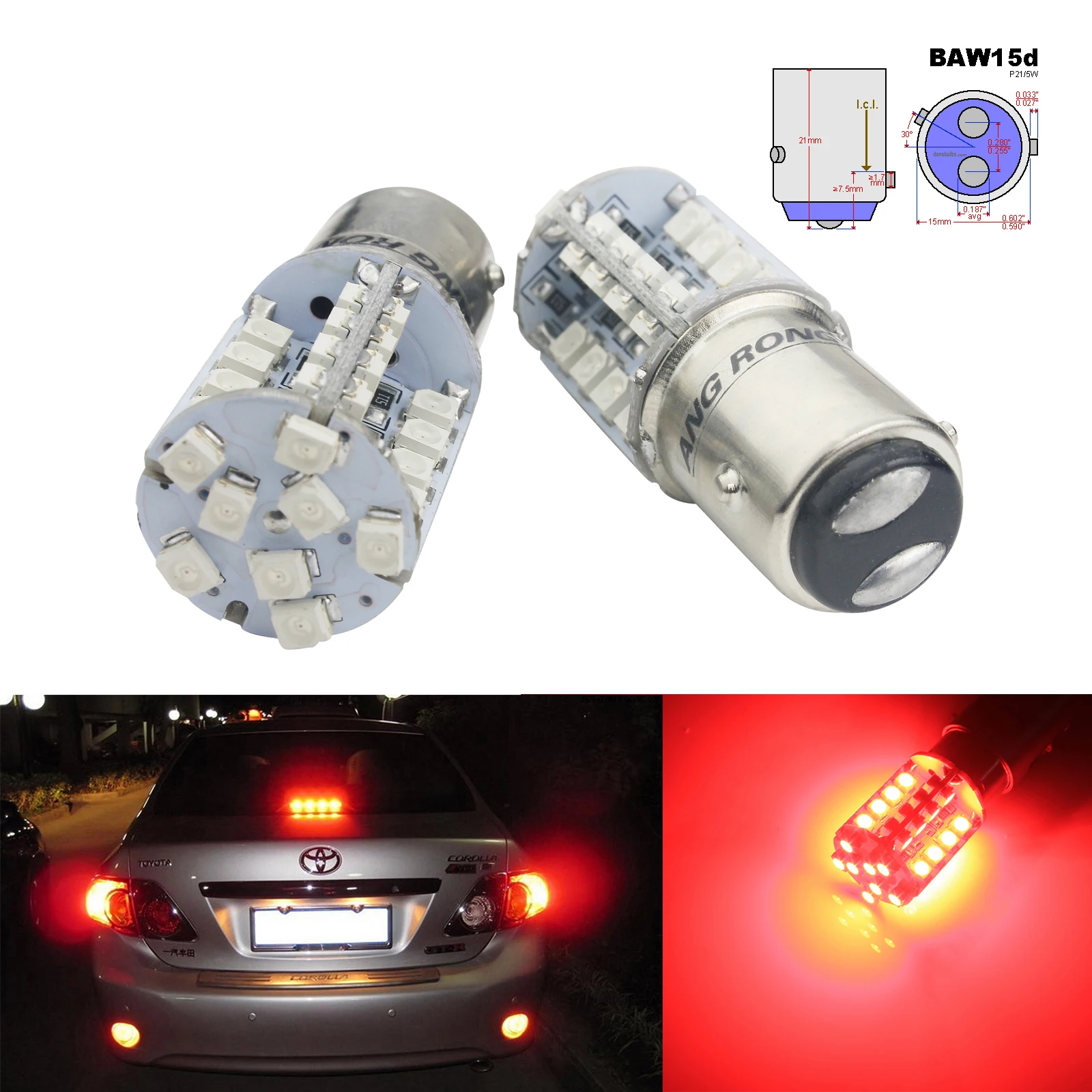 ANGRONG 2x567 PR21/5 W 780 BAW15d лампы 40 SMD светодиодные задние противотуманные стоп сигналы 12V