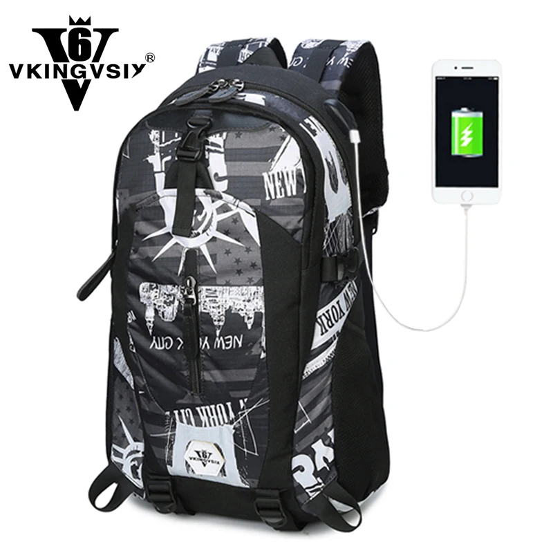 

VKINGVSIX Waterproof Men Women USB Backpacks school bags for teenagers boys laptop backpack computer travel bag Rucksack mochila