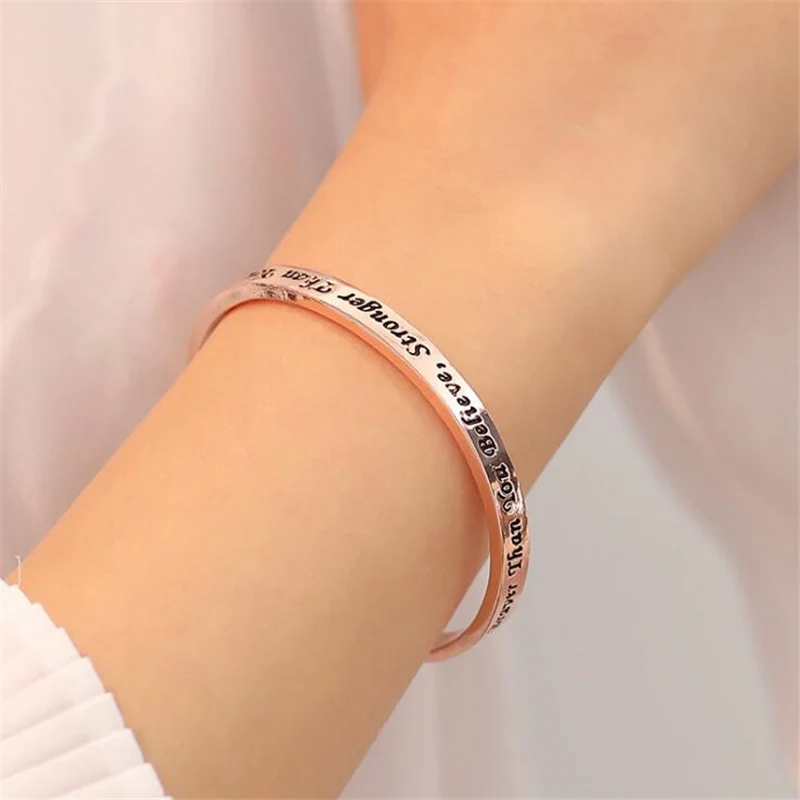 

You Are Braver Than You Believe Stronger Than You Seem And Smarter Than You Think Engraved Alloy Inspirational Mantra Bracelet