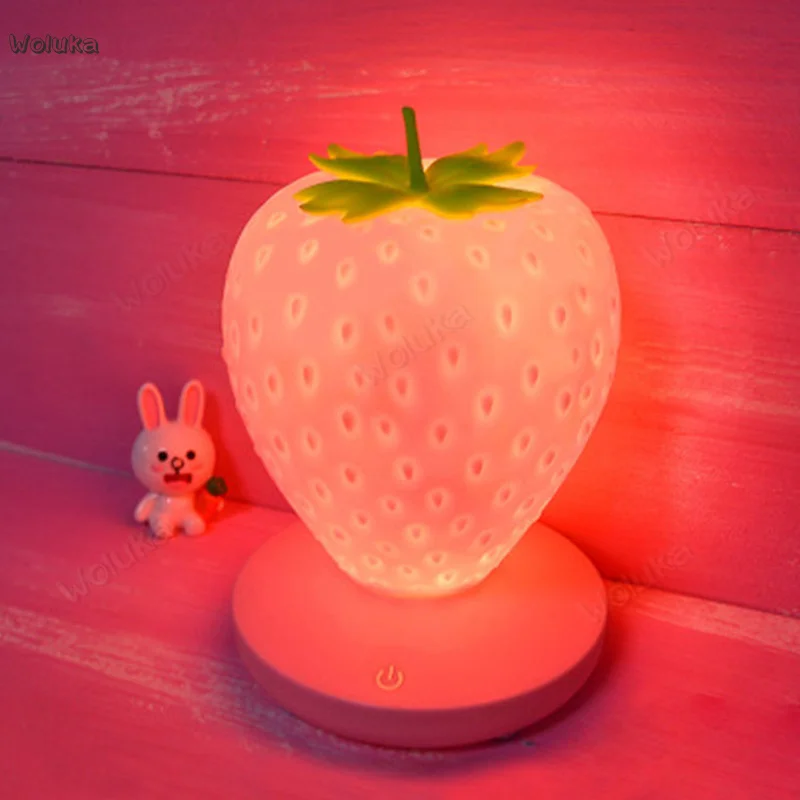 

Japanese cute room set ins strawberry-shaped small night light charging bedside lamp bedroom girl heart CD50 W02