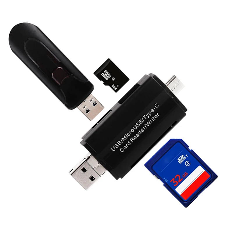 OTG кард ридер 3 в 1 новый тип C Micro USB и высокоскоростной 2 0 универсальный TF/SD для Android