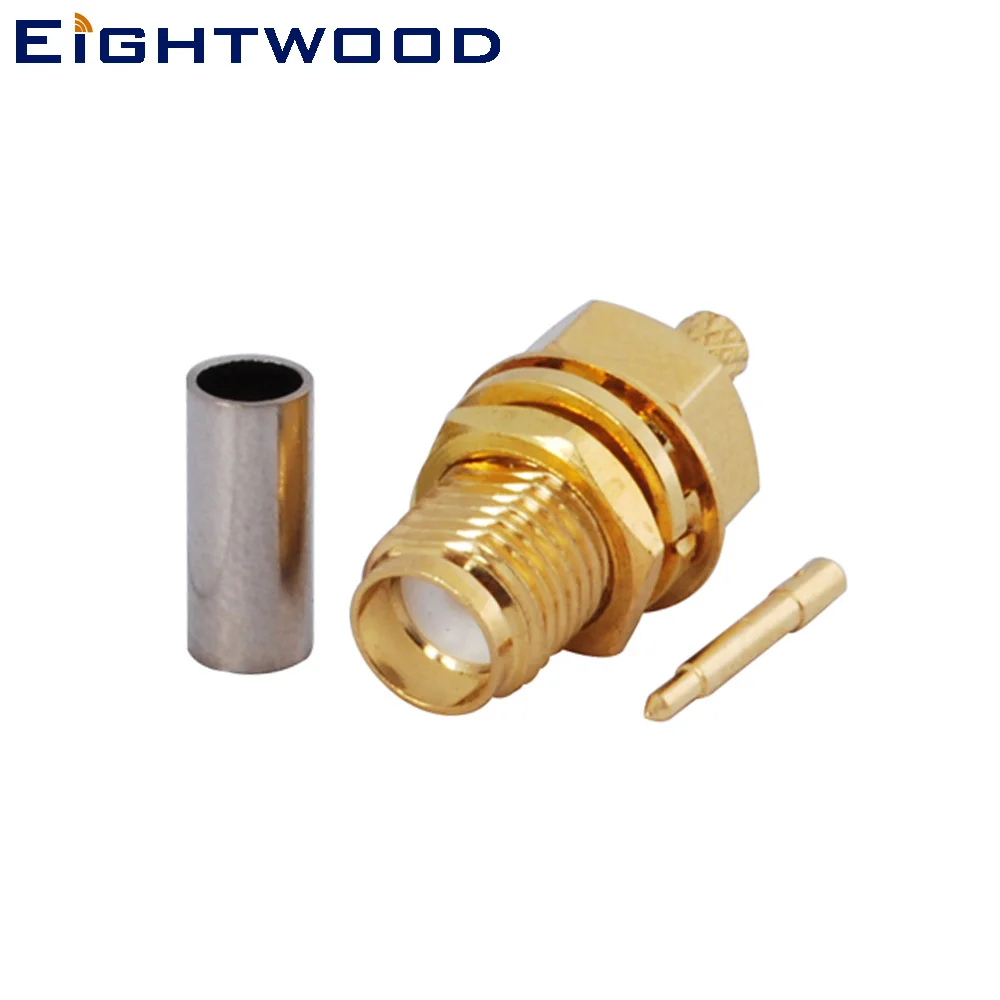 Eightwood 5 шт. RP-SMA разъём штыревой разъем РЧ коаксиальный адаптер обжимной LMR100 RG316 RG174