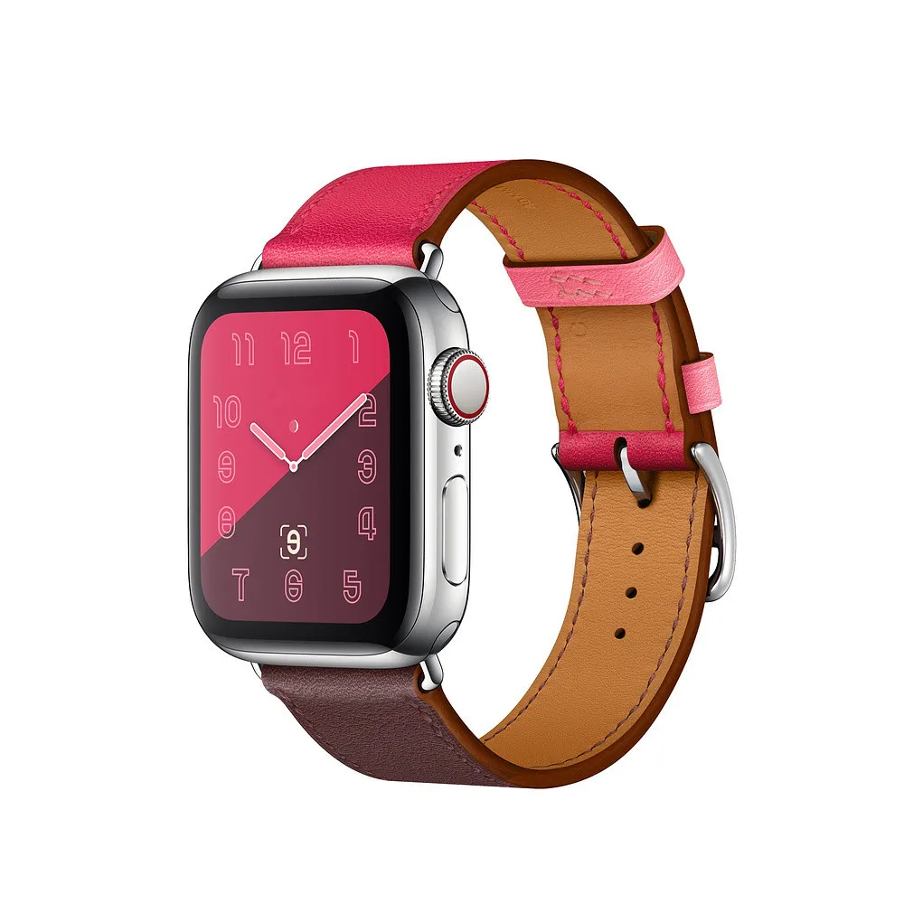 Кожаный ремешок для Apple Watch 4 3 2 1 Одноцветный запасной аксессуар Iwatch|Ремешки часов|