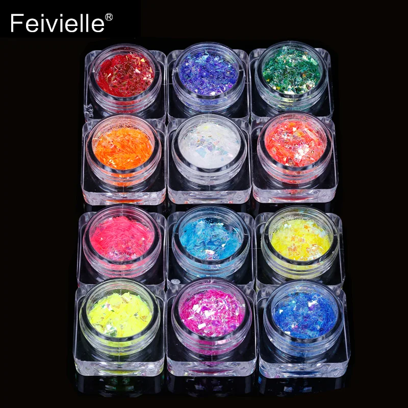 

Feivielle 13 Candy Colors 2g Holographic Sugar Nail Glitter Colorful Irregular Sequins Sandy Summer Nail Art Pigment Decoration