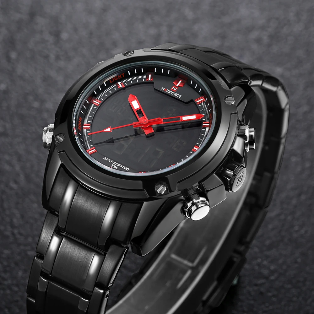 

Relogio Masculino Brand NAVIFORCE Watches men luxury Full Steel Quartz Clock LED Digital Watch Army Military Sport wristwatch