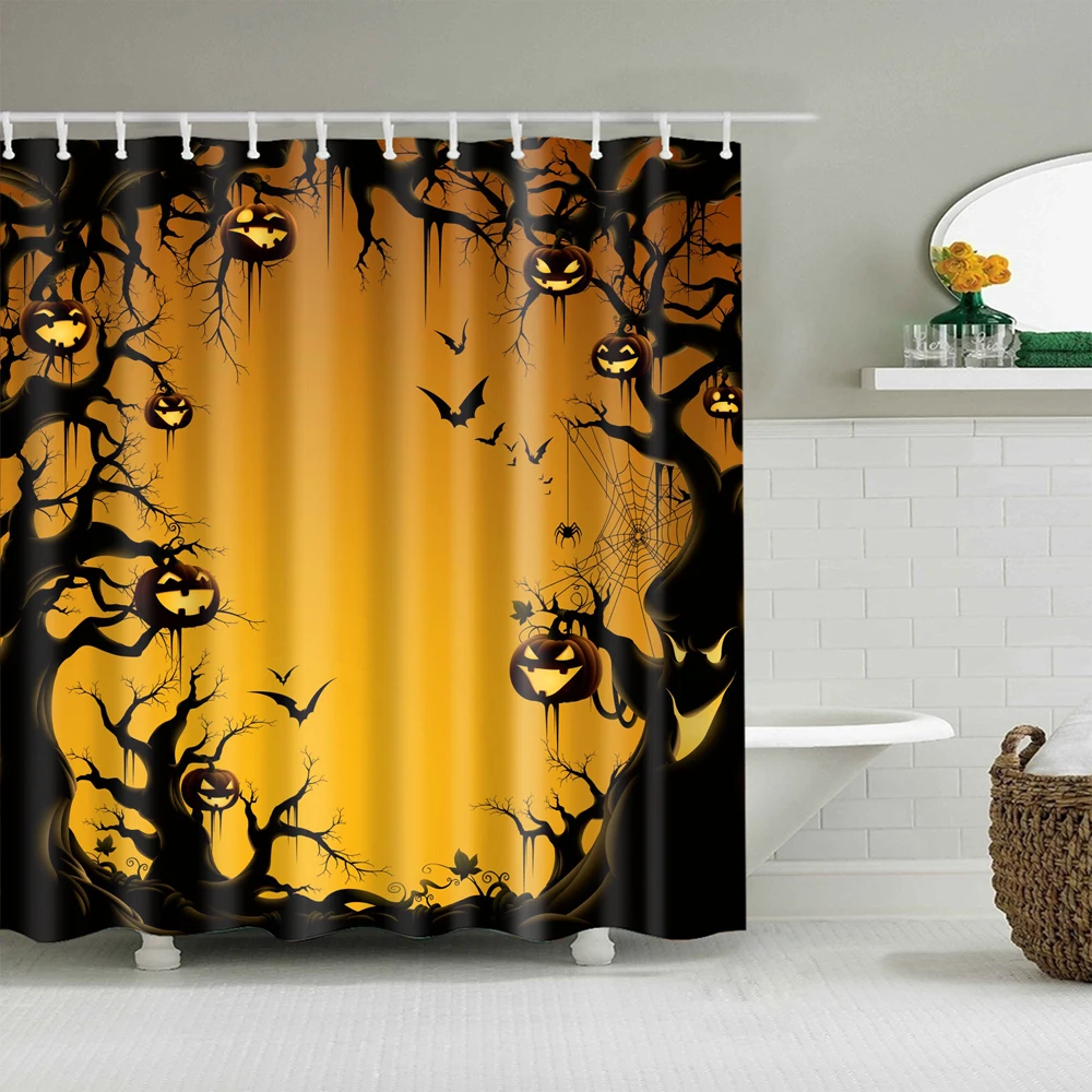 Papa&Mima Happy Halloween printed Waterproof Shower Curtains Polyester ...