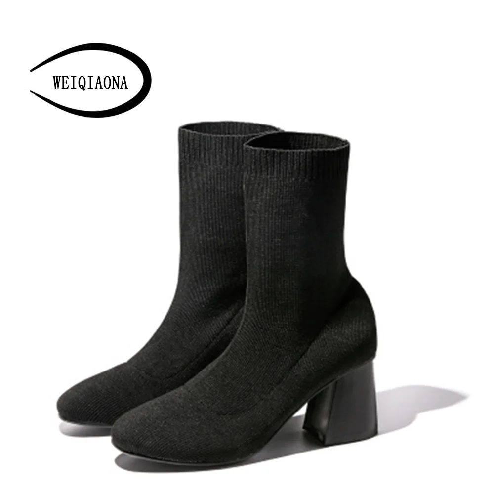 

SHUNRUYAN 2018 Brand Design Vintage Fashion Women Shoes Winter Short Boots High Heels Round Toe Party Shoes Ladies Shoes