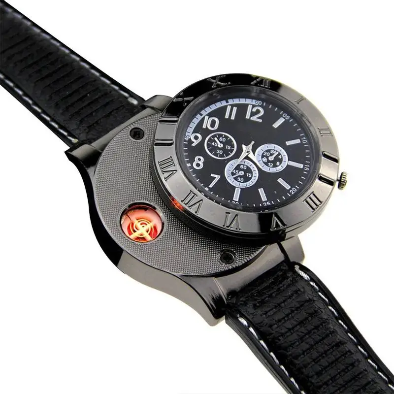 

Creative Smart Watches Men Digital Watch Multi-function Electric Cigar Metal Windproof Usb Charging Electronic Cigarette Lighter