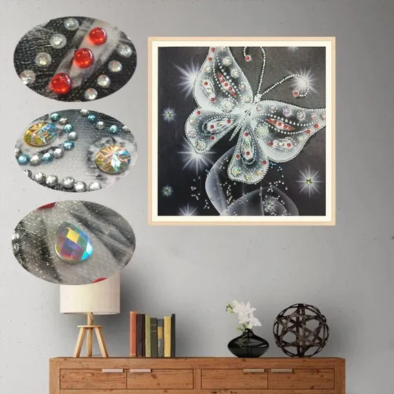 New 5D DIY Special Shaped Diamond Painting White Butterfly Partial Animal Shiny Cross Stitch Kits Crystal Rhinestone Arts | Дом и сад