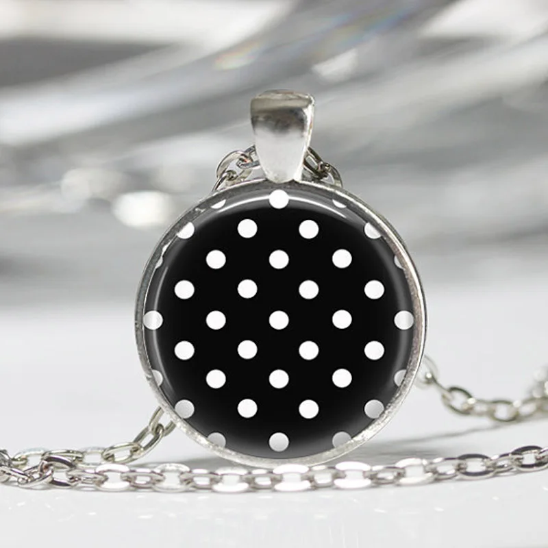 JEPHNE Polka Dot Necklace Black and White Polka Dot
