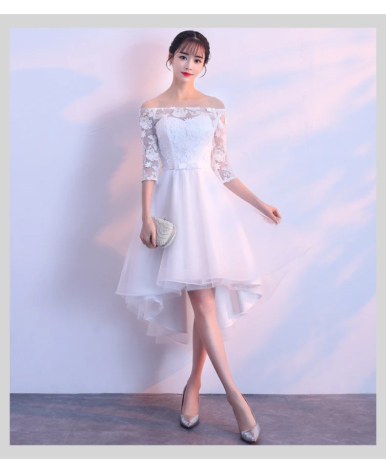 Robe de soiree, белое, на шнуровке, тонкое, с открытыми плечами, vestido de festa, вечернее платье, с аппликацией, короткое спереди, длинное сзади, платья для выпускного вечера