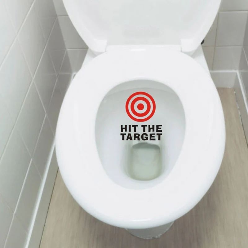 

Hit The Target Waterproof Funny Toilet Sticker Bathroom Personality Toilet Seat Sign Reminder Quote Boys Potty Training